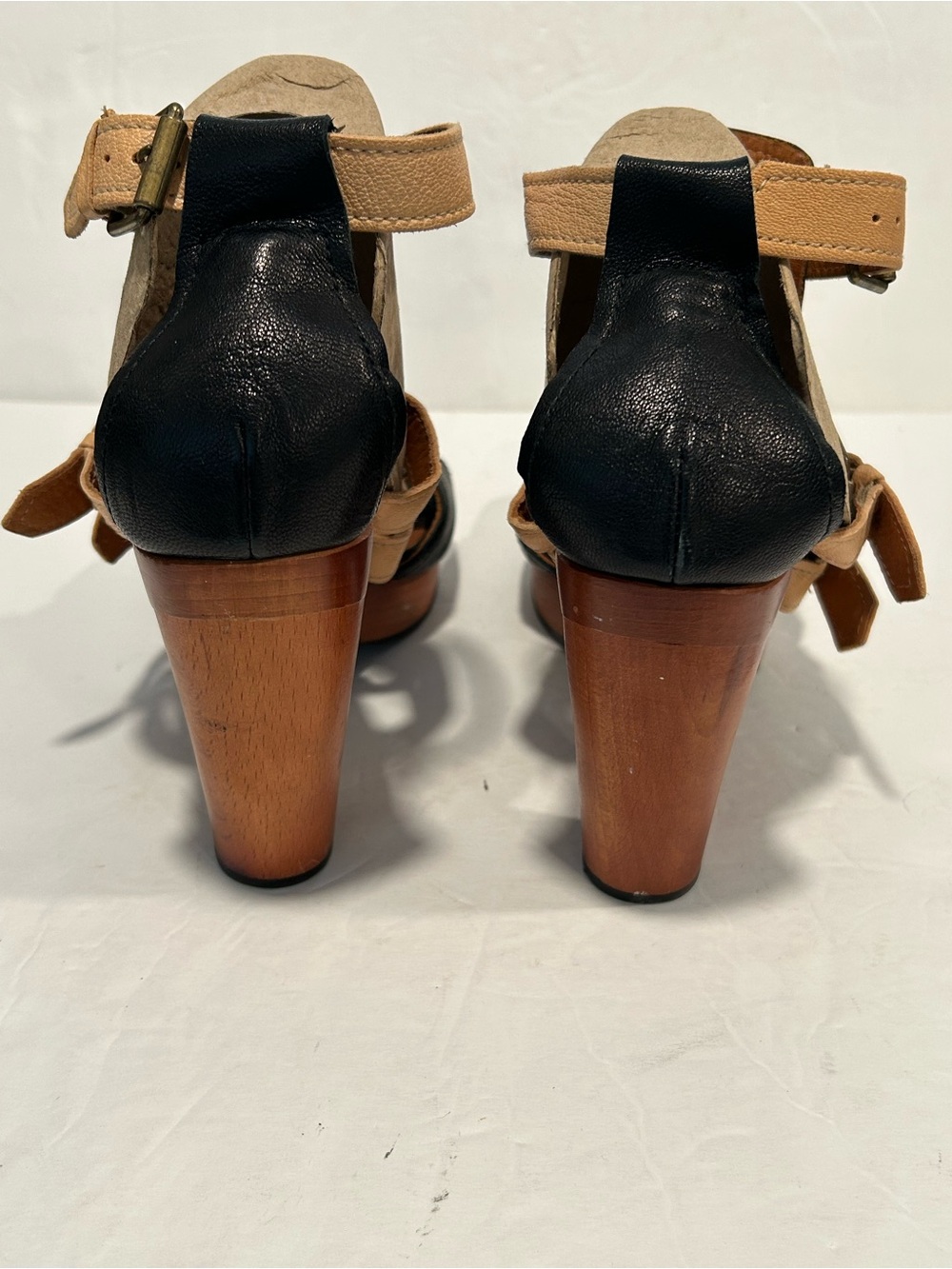 Chie Mihara Strappy Wooden Block Cone Heel Platform leather sandals EU 41|US11 - Picture 4 of 11